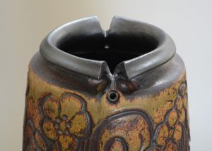 Andrew Bergloff studio pottery vase detail of neck.