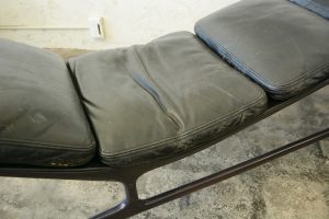 Eames chaise lounge close up of leather