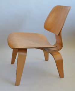Eames wood lounge chair side view