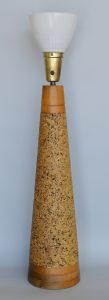Tall mid century cork table lamp