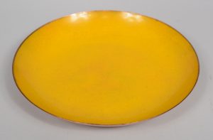 Yellow enamel on copper bowl by Jade Snow Wong