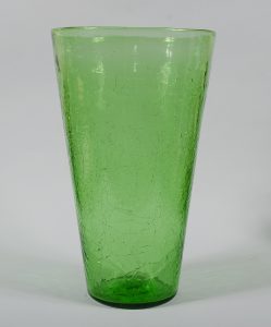 Blenko glass vase #366 in green crackle