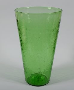 Blenko glass vase #366 in green crackle