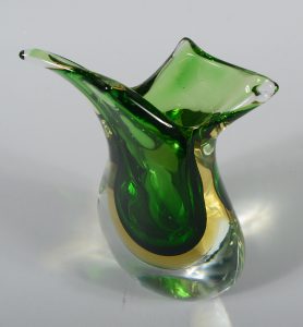 Green and amber murano sommerso vase
