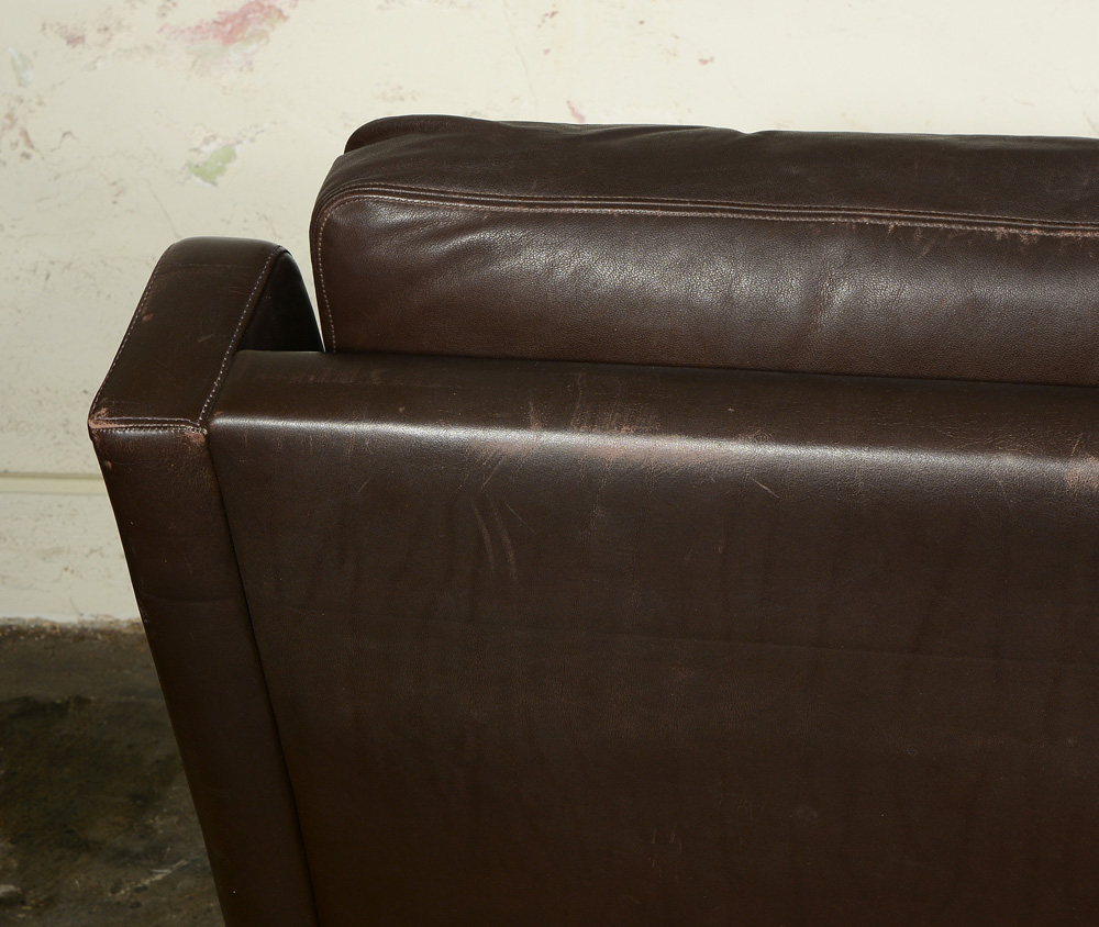 Midcentury Danish leather settee.